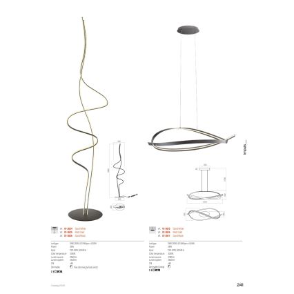 Redo 01-3616 - Suspension LED dimmable sur câble IMPULS LED/38W/230V dorée