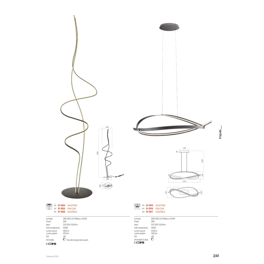 Redo 01-3617 - Suspension LED dimmable sur câble IMPULS LED/38W/230V noire