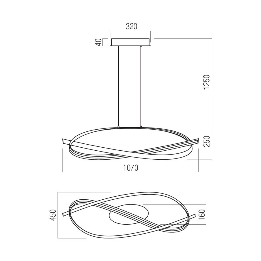 Redo 01-3617 - Suspension LED dimmable sur câble IMPULS LED/38W/230V noire