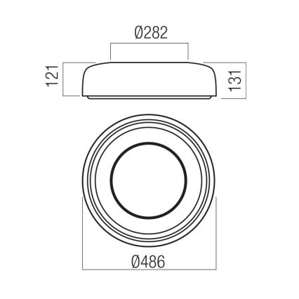 Redo 01-3721 - Plafonnier LED DIP, 30 W, 230 V, 2700/3000/4000/5000/6500 K, IRC 90, Ø 48,6 cm, beige