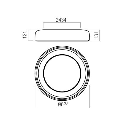 Redo 01-3724 - Plafonnier DIP LED/40W/230V 2700/3000/4000/5000/6500K IRC 90 Ø 62,4 cm noir
