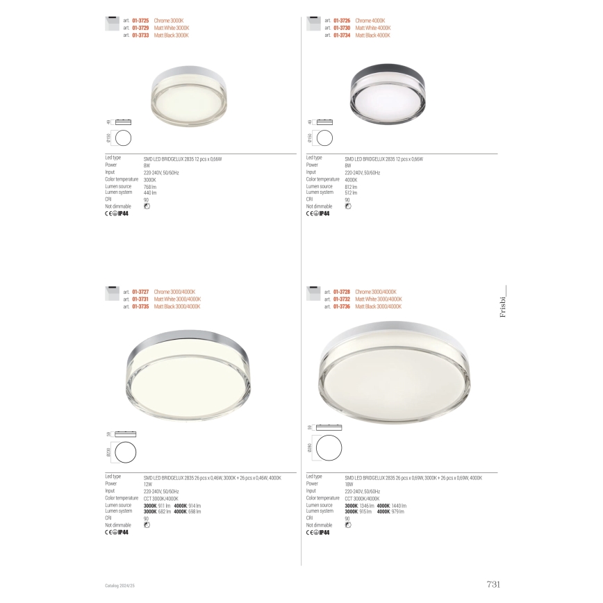 Redo 01-3732 - LED-Deckenleuchte für Badezimmer FRISBI LED/18W/230V d 28 cm CRI 90 3000/4000K IP44 weiß