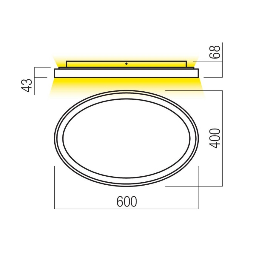 Redo 01-3808 - Plafoniera LED dimmerabile NOBU, 60W, 230V, 3000/4000K, CRI 90, nera