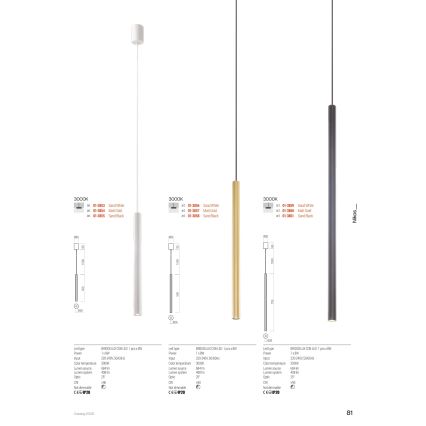 Redo 01-3856 - Suspension LED sur câble NIKOS LED/8W/230V 3000K IRC 90 Ø 6 cm blanche