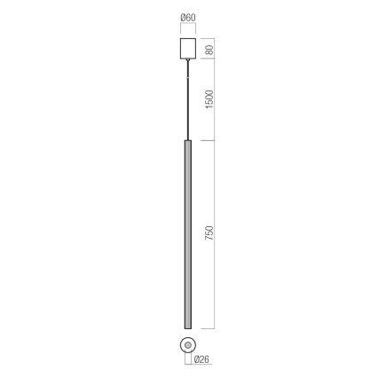 Redo 01-3861 - Suspension LED sur câble NIKOS LED/8W/230V IRC 90 Ø 6 cm noire