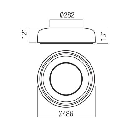 Redo 01-3940 - Plafoniera LED DIP, 30W, 230V, 2700/3000/4000/5000/6500K, CRI 90, Ø 48,6 cm, bianca