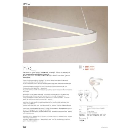 Redo 01-4010 - Plafoniera dimmerabile a LED SCROLL 38W/230V 3000K/4000K/6000K CRI 90 Ø 60 cm bianca