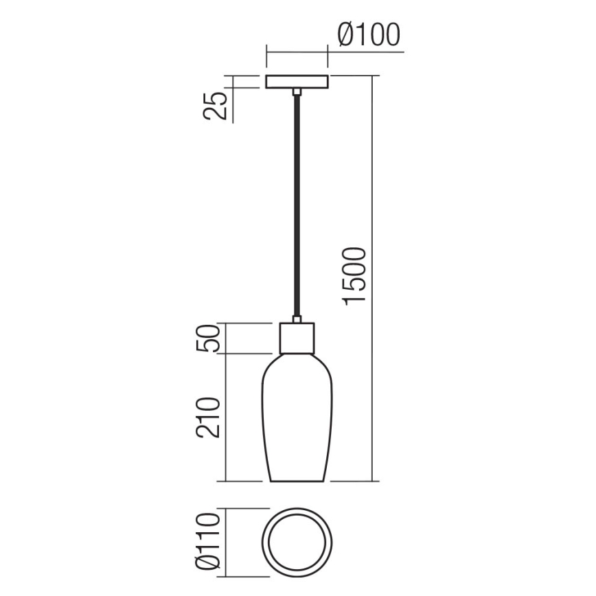 Redo 01-4044 - Suspension filaire ATLANTIS 1xE27/42W/230V d. 11 cm noir