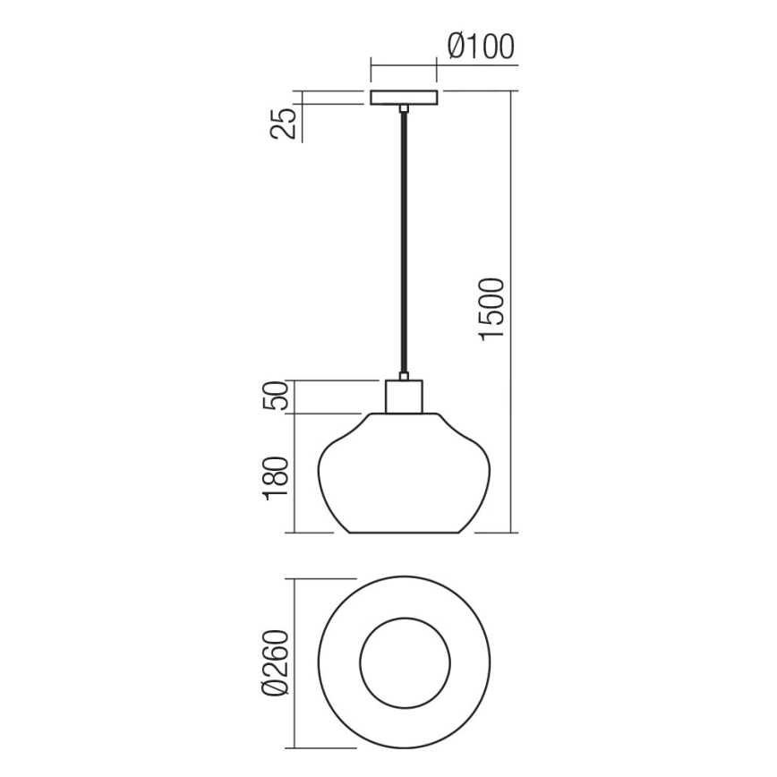 Redo 01-4046 - Suspension filaire ATLANTIS 1xE27/42W/230V d. 26 cm noir