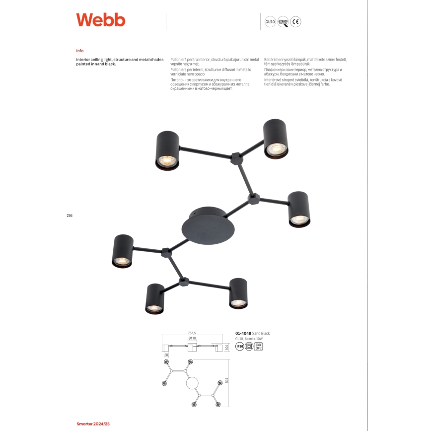 Redo 01-4048 - Spot WEBB 6xGU10/10W/230V noir