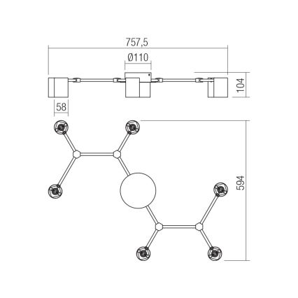 Redo 01-4048 - Spot WEBB 6xGU10/10W/230V noir