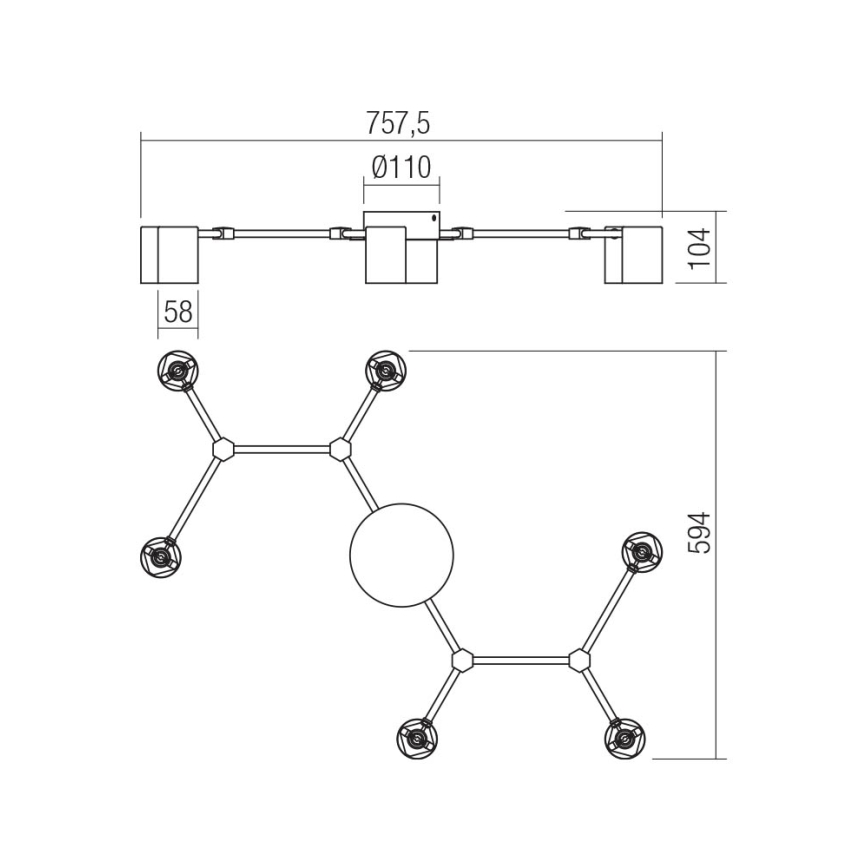 Redo 01-4048 - Spot WEBB 6xGU10/10W/230V noir