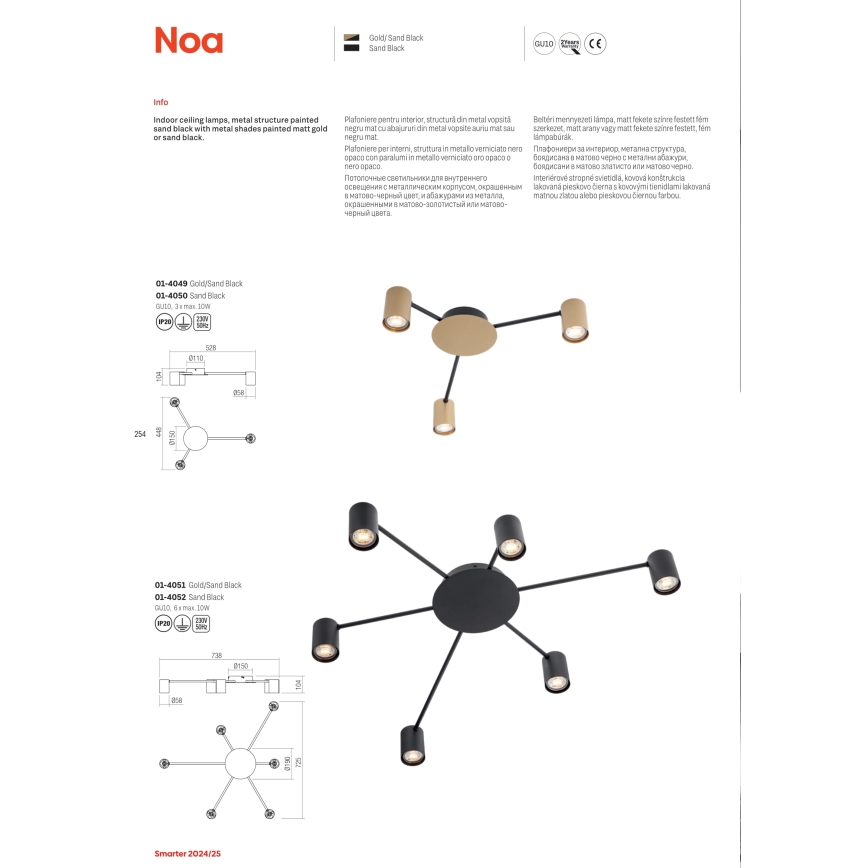 Redo 01-4049 - Strahler NOA 3xGU10/10W/230V golden