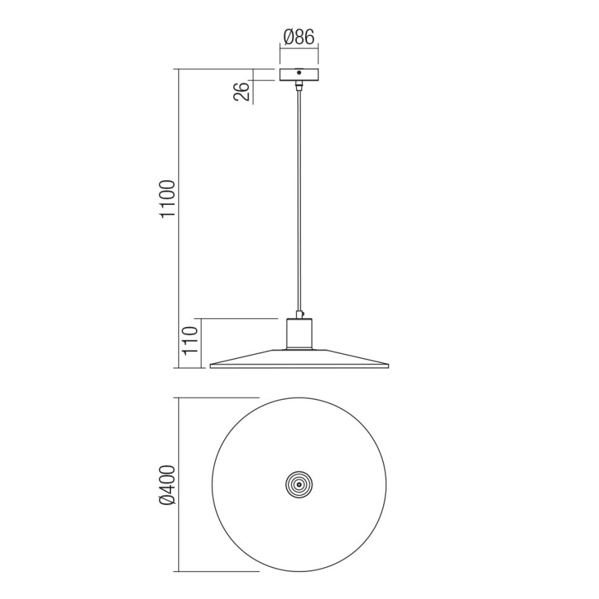Redo 01-4055 - Suspension filaire FRESNO 1xE27/42W/230V d. 40 cm