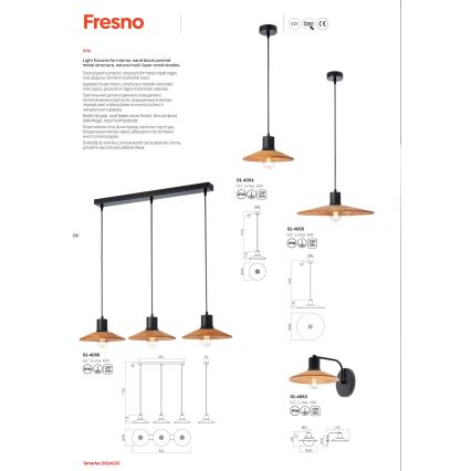 Redo 01-4056 - Suspension filaire FRESNO 3xE27/42W/230V