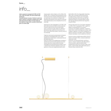 Redo 01-4301 - Lampada a sospensione dimmerabile su cavo DUNE LED/48W/230V 3000K CRI 90 bianco/oro