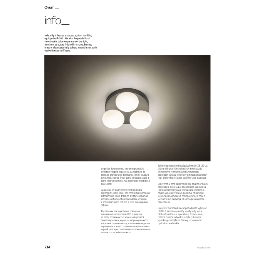 Redo 01-4308 - Plafoniera da bagno LED OVUM 3xLED/5W/230V 3000/4000K CRI 90 Ø 24 cm IP44 bianco/nero