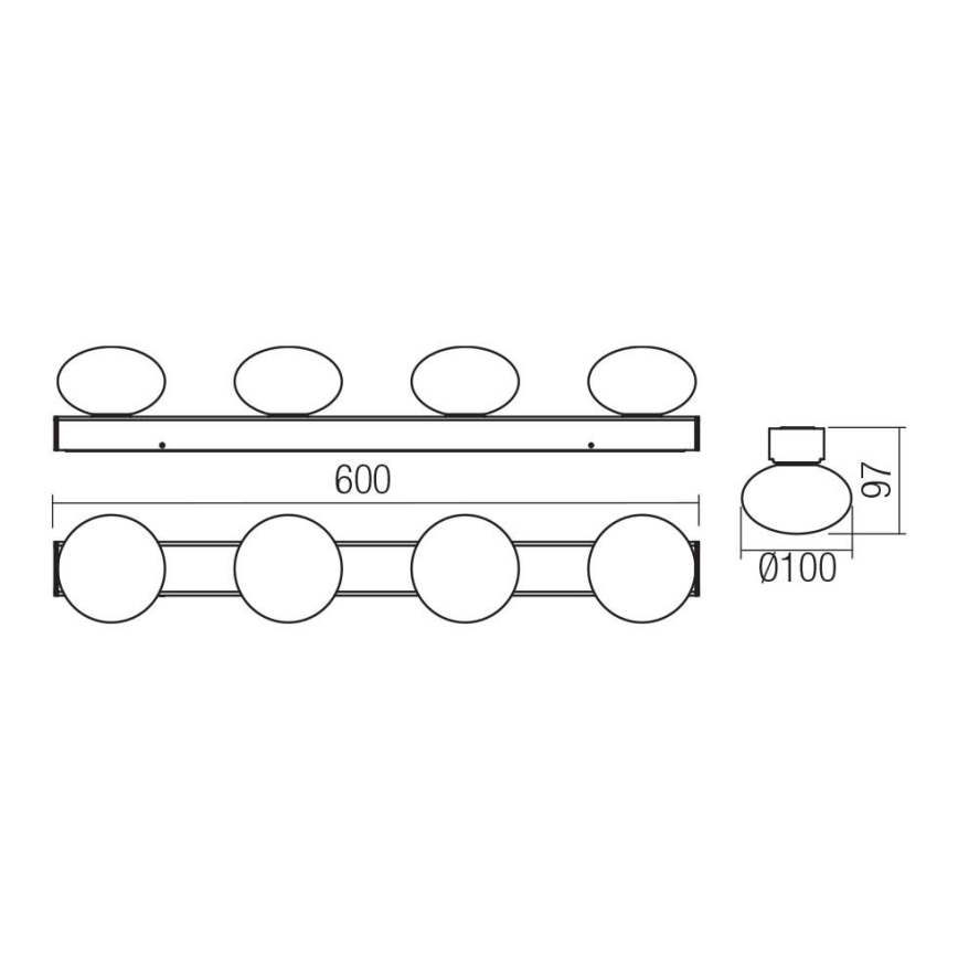 Redo 01-4309 - Plafonnier LED pour salle de bains OVUM 4xLED/5W/230V 3000/4000K IRC 90 IP44 blanc/chrome brillant