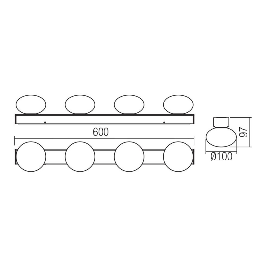 Redo 01-4310 - Plafoniera da bagno LED OVUM 4x LED da 5W/230V 3000/4000K CRI 90 IP44 bianco/ottone