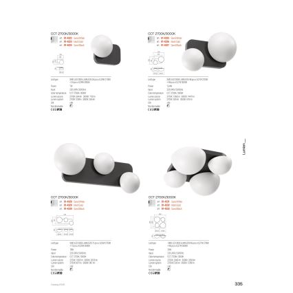 Redo 01-4329 - Applique da parete LED LUMIEN 3xLED/18W/230V 2700/3000K CRI 90 bianco/oro