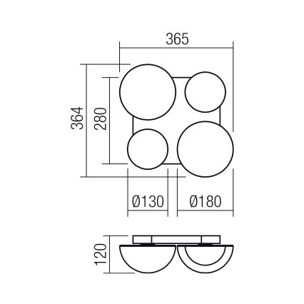 Redo 01-4333 - LED-Deckenleuchte LUMIEN 4xLED/26W/230V 2700/3000K CRI 90 weiß/schwarz