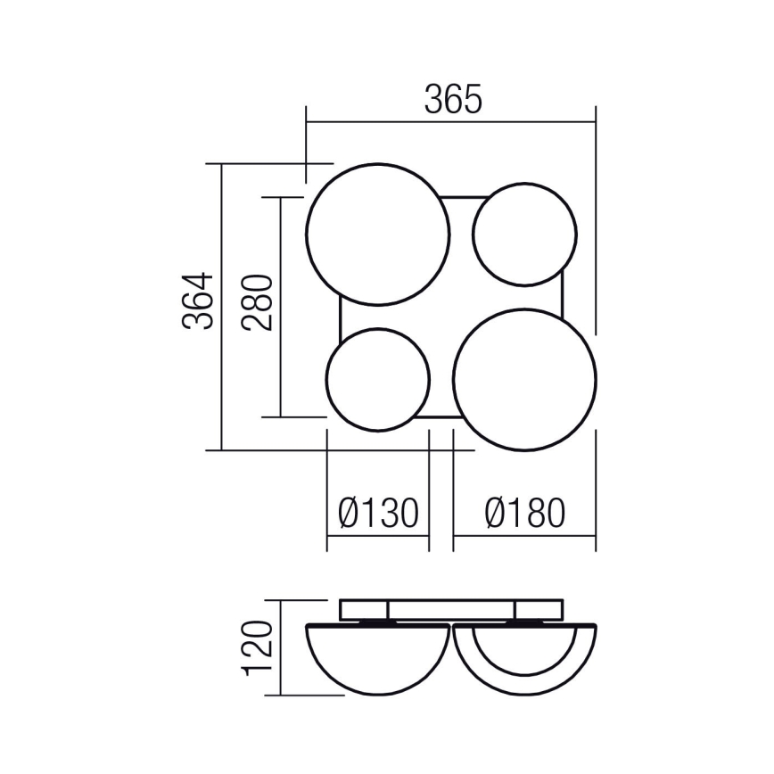 Redo 01-4333 - LED-Deckenleuchte LUMIEN 4xLED/26W/230V 2700/3000K CRI 90 weiß/schwarz