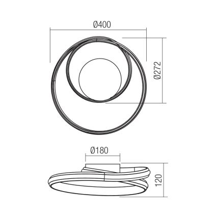 Redo 01-4355 - Applique LED dimmerabile TORSION LED/30W/230V 2700/3000/4000K CRI 90, finitura oro