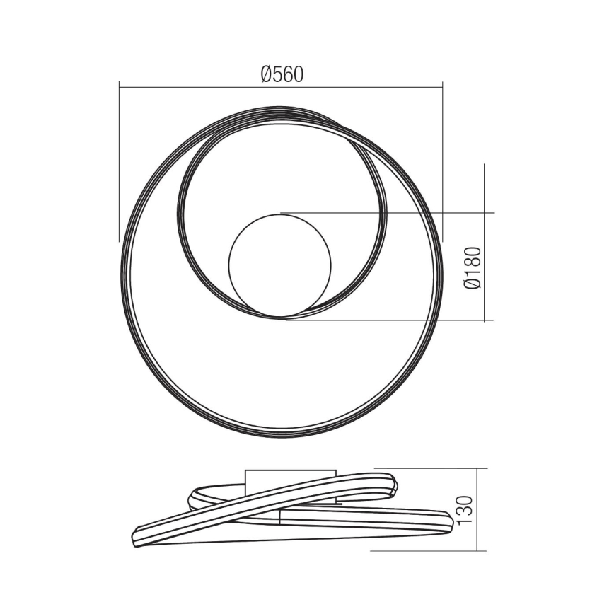 Redo 01-4359 - Plafonnier LED dimmable TORSION LED/40W/230V 2700/3000/4000K IRC 90 Ø 56 cm noir