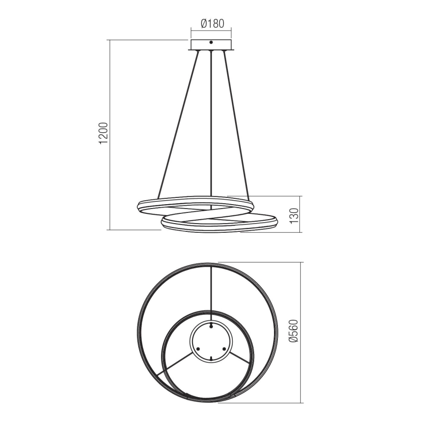 Redo 01-4361 - Lampadario LED dimmerabile a sospensione con cavo TORSION LED/40W/230V 2700/3000/4000K CRI 90 Ø 56 cm oro