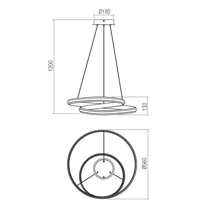 Redo 01-4361 - Suspension LED dimmable sur câble TORSION LED/40W/230V 2700/3000/4000K CRI 90 Ø 56 cm dorée