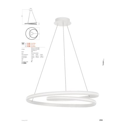 Redo 01-4365 - Lampada a sospensione dimmerabile su cavo TORSION LED/60W/230V 2700/3000/4000K CRI 90 Ø 75,2 cm nero