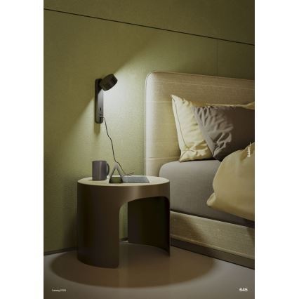 Redo 01-4643 - Applique murale LED SADES, 6 W, 230 V, IRC 90, port USB, noir