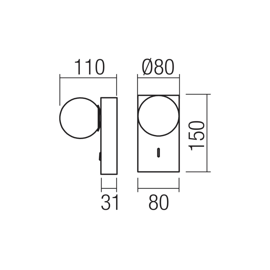 Redo 01-4658 - Lampada da parete LED NORMA LED/5W/230V CRI 90 USB bianco/bronzo