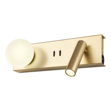 Redo 01-4661 - Applique LED NORMA LED/5W/230V + LED/3W CRI 90 USB bianco/oro