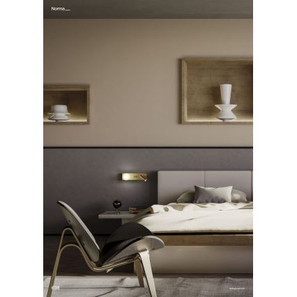 Redo 01-4661 - Applique murale LED NORMA LED/5W/230V + LED/3W IRC 90 USB blanc/doré