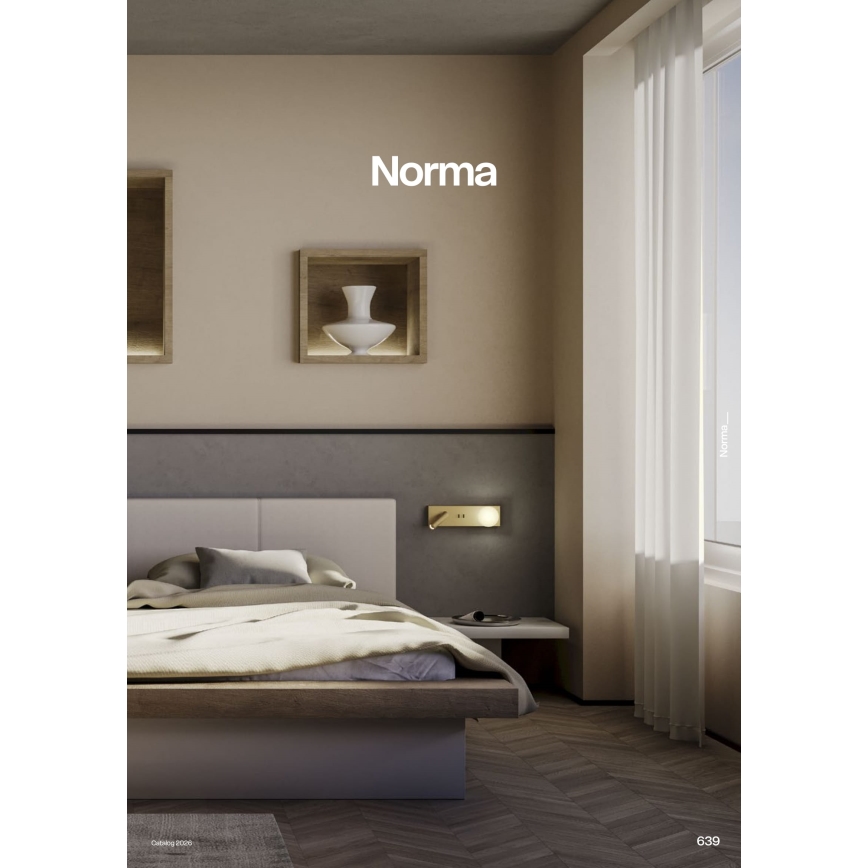 Redo 01-4661 - LED-Wandleuchte NORMA LED/5W/230V + LED/3W CRI 90 USB weiß/gold