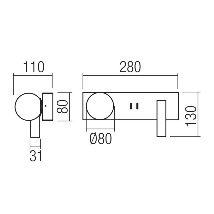 Redo 01-4663 - Applique LED NORMA LED/5W/230V + LED/3W CRI 90 USB bianco/nero