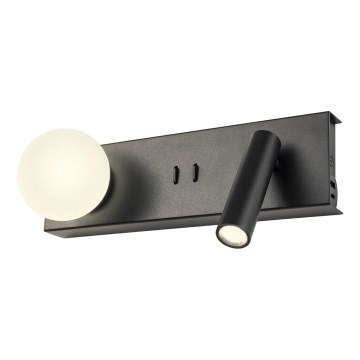 Redo 01-4663 - Applique murale NORMA LED/5W/230V + LED/3W CRI 90 USB blanc/noir