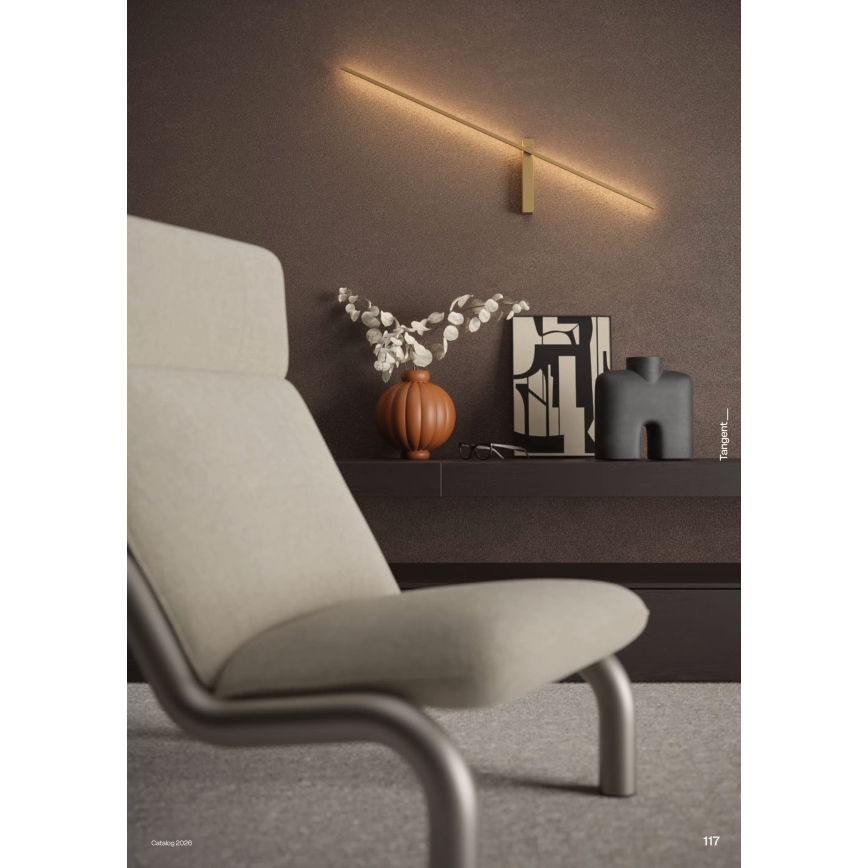 Redo 01-4672 - LED-Wandleuchte TANGENT LED/6W/230V 2700/2850/3000K 73 cm CRI 90 goldfarben