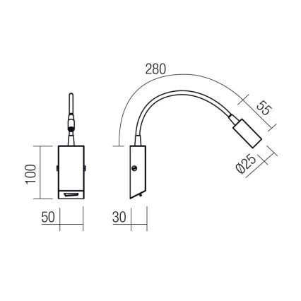 Redo 01-4802 - Lampada flessibile HELLO LED/3W/230V colore bronzo