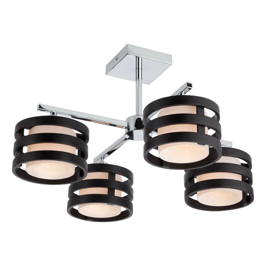 Redo 01-627 - Lampadario a stelo KIM 4xE14/28W/230V cromo lucido/nero