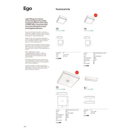 Redo 01-703 - Applique da bagno EGO 2xE14/28W/230V 36 cm IP44 cromo lucido
