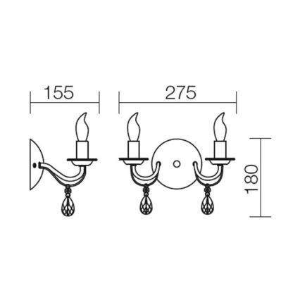Redo 02-710 - Applique murale FABIOLA 2xE14/28W/230V