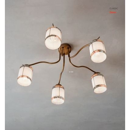 Redo 02-888 - Lampadario a plafone DEKOR 5xE27/42W/230V diametro 52,3 cm bronzo