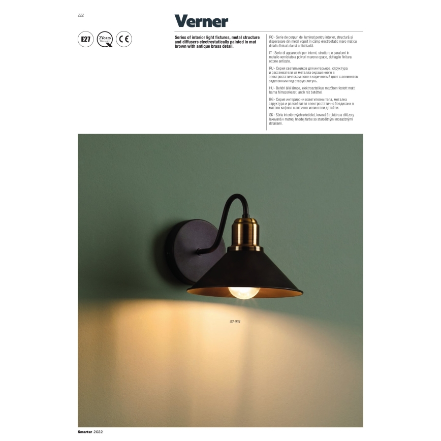 Redo 02-934 - Applique murale VERNER 1xE27/42W/230V