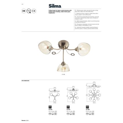 Redo 02-968 - Lampadario a sospensione con supporto rigido SILMA 8xE14/40W/230V