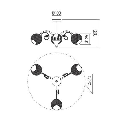 Redo 02-970 - Lampadario a sospensione con supporto rigido ASPERA 3xE14/28W/230V nero