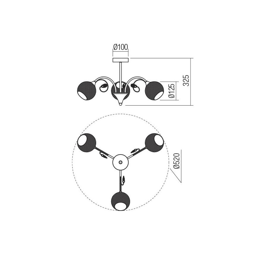 Redo 02-970 - Lampadario a sospensione con supporto rigido ASPERA 3xE14/28W/230V nero