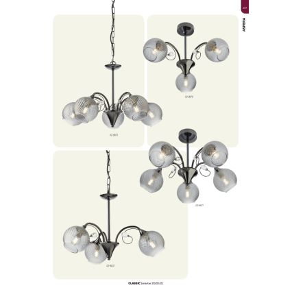 Redo 02-972 - Lustre à chaîne ASPERA 3x E14/28W/230V Ø 52 cm noir