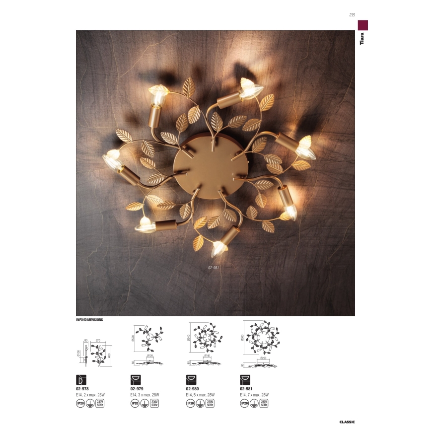 Redo 02-980 - Lampadario a plafone TIARA 5xE14/28W/230V
